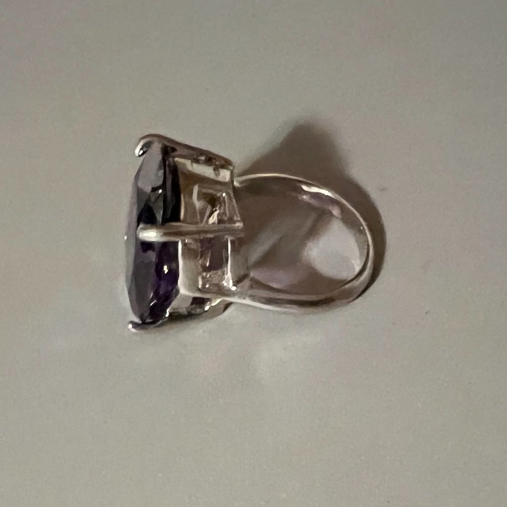 Large Faceted Purple Stone Statement Ring Size 8.5 - image 4